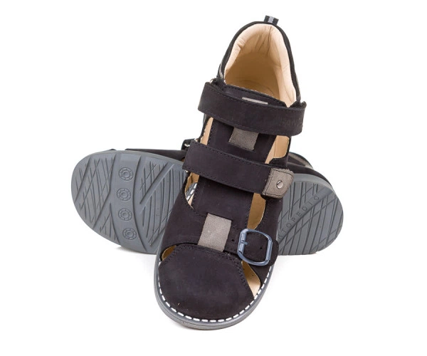 Босоножки Panda 015 0388F чорно-сірий нубук (31-36) Чёрный 32 - изображение 5