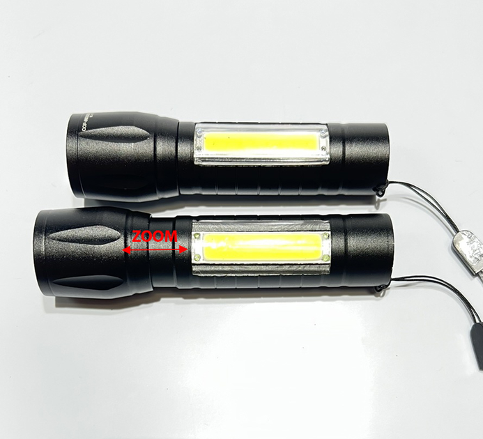 Ручной фонарик BL-511 XPE COP-880000W + светодиодная панель с USB зарядкой, встроенный аккумулятор, ЗУМ (31417) - изображение 3