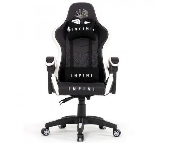 Ігрове крісло для геймерів та роботи Infini F145 чорно-біле - Фото 2 Ігрове крісло для геймерів та роботи Infini F145 чорно-біле - изображение 2
