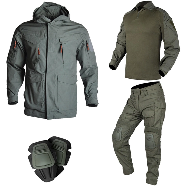 Тактический демисезонный военный коcтюм IDOGEAR G3 Olive Куртка M65 ,Убакс и Штаны с Защитой колен M Олива HWID0026800 - изображение 1