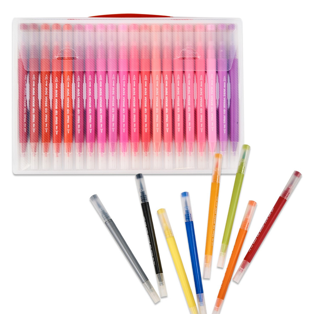 24 Colors Dual Tip Brush Pens, EEEkit Art Marker Pens with Fine Point and  Brush Tip Fit for Note-Taking Drawing Writing