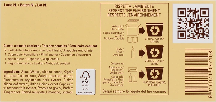 Ампули проти випадіння волосся - Keramine H Fiale Anti-Caduta 12x6ml (104546-90897) - Фото 3 Ампули проти випадіння волосся - Keramine H Fiale Anti-Caduta 12x6ml (104546-90897) - изображение 3