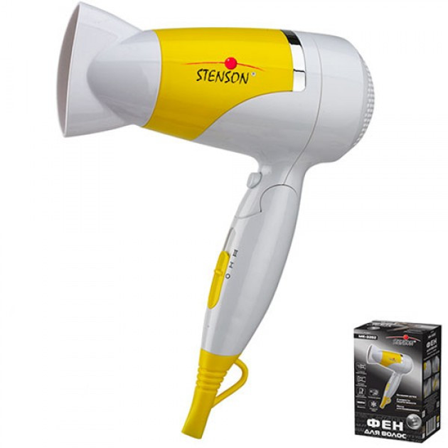 Фен со складной ручкой Stenson ME-3202 white/yellow – фото, отзывы ...