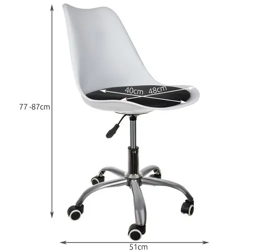 Крісло офісне на колесах Malatec 16429 Біле з чорним - зображення 5