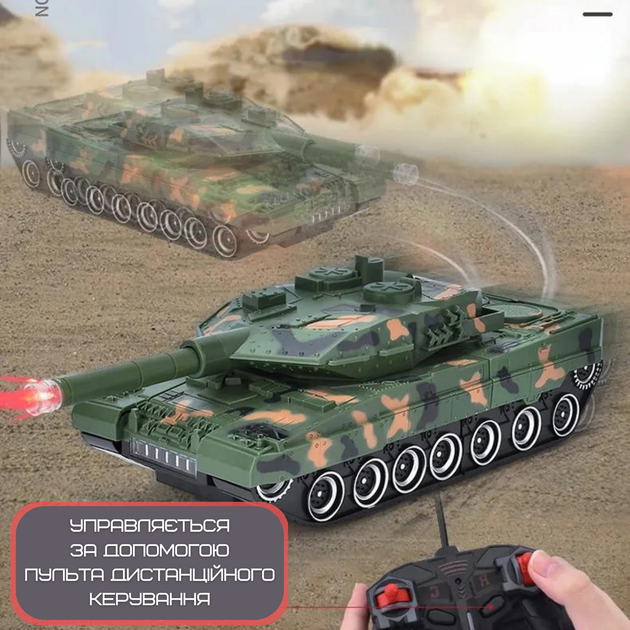 Игрушка Робот Трансформер Танк на Радиоуправлении со Светом и Звуком + Вращение на 360° на Аккумуляторе Зеленый - изображение 4