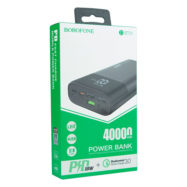 Повербанк/Power bank/УМБ 40000 mAh Borofone DBT01 PD Чёрный – фото, отзывы,  характеристики в интернет-магазине ROZETKA от продавца: Бомбові гаджети