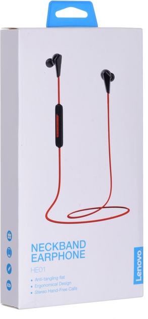 Навушники Lenovo HE01 Чорно-червоні (HE01RED) - зображення 10
