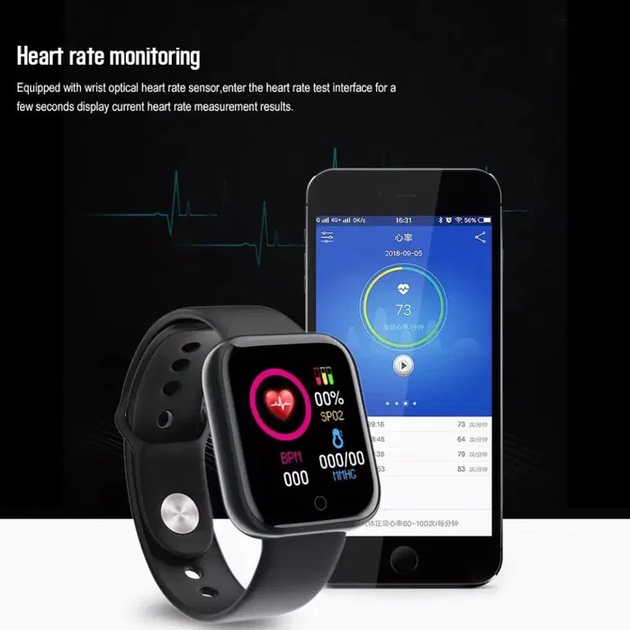 Смарт годинник Smart watch SWY68S розумний браслет з функціями фітнес трекера, вологозахистом, пульсометром та крокоміром Чорний - Фото 9 Смарт годинник Smart watch SWY68S розумний браслет з функціями фітнес трекера, вологозахистом, пульсометром та крокоміром Чорний - зображення 9