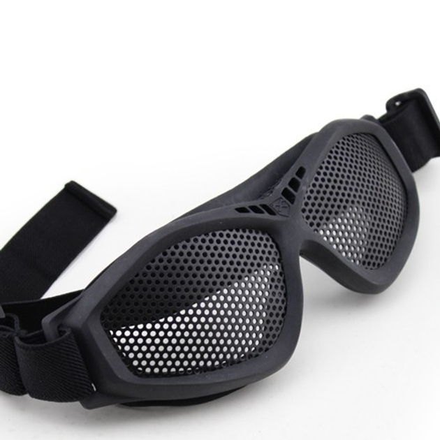 Захисні окуляри-сітка V3 BLACK великі перфорація (для Airsoft, Страйкбол) - зображення 1