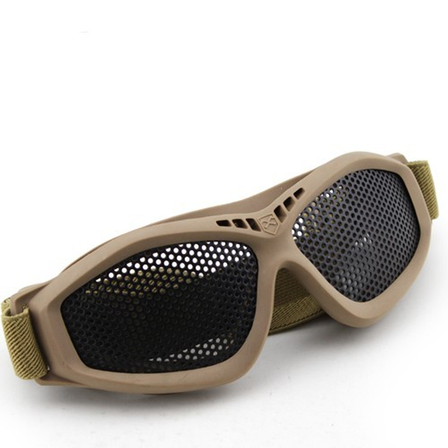 Защитные очки-сетка V3 Tan большие перфорации (для Airsoft, Страйкбол) - изображение 1