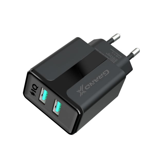 Мережевий зарядний пристрій Grand-X CH-15B (2xUSB 2.4A) Black - зображення 4