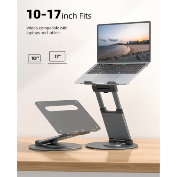 Подставка для ноутбука Nulaxy Telescopic 360 Rotating Laptop Stand Gray (LS-18) - изображение 2