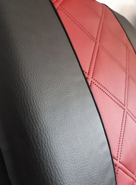 Авто чехлы из эко кожи MITSUBISHI COLT 2004-2012 Pok-ter ELIT Premium с красной вставкой - изображение 2