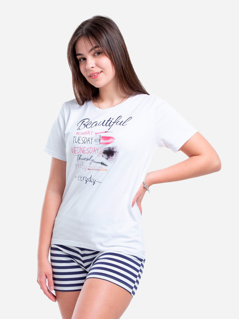 Акція на Піжама (футболка + шорти) жіноча великих розмірів НатаЛюкс 41263432000 XL (50-52) Біла від Rozetka