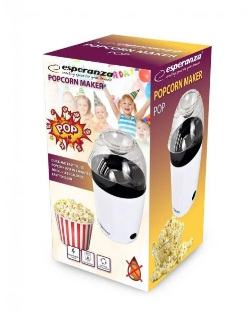 Апарат для приготування попкорну Esperanza EKP006 Pop 1200W white - Фото 5 Апарат для приготування попкорну Esperanza EKP006 Pop 1200W white - зображення 5