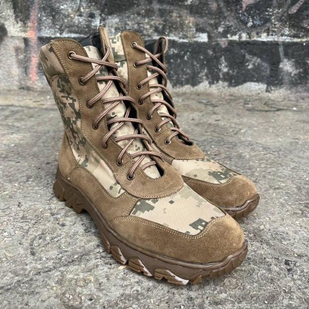 Берці тактичні чоловічі Light Boots 44 (29 см) Весна/Літо шкіра та кордура черевики легкі (Койот-Піксель) - зображення 1