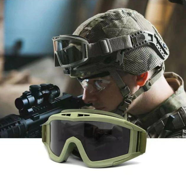 Тактическая маска для военных с 3 сменными линзами - изображение 2