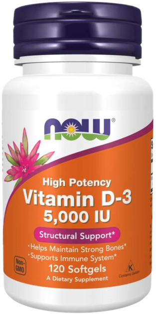 Now Foods Witamina D3 5000 LU 120 tabletek Odporność (N0372) - obraz 1