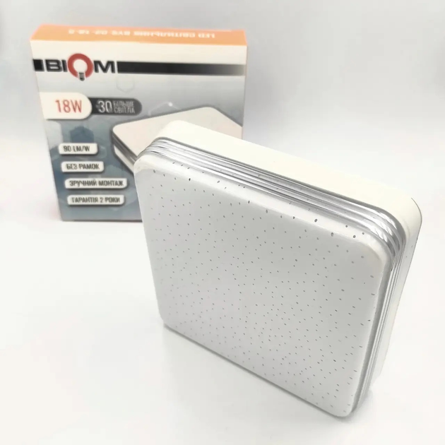 Светильник светодиодный Biom BYS-02-18-5 18w квадратный декор 5000К - изображение 1
