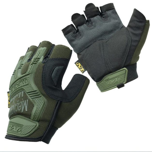 Тактичні рукавиці безпалі M-Pact Glove з липучкою на зап'ясті Olive М - зображення 1