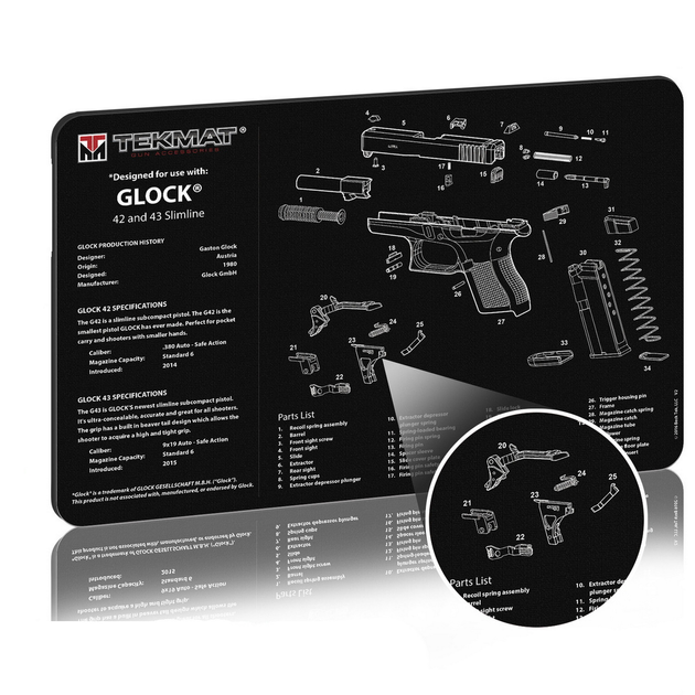 Коврик TekMat 28 x 43 см с чертежом Glock 42/43 для чистки оружия 2000000117447 - изображение 2