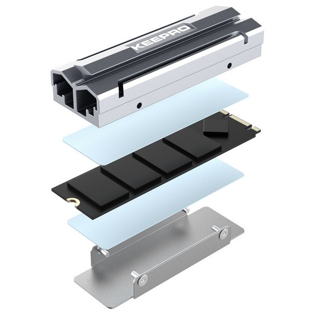 Охлаждающий радиатор для ssd диска М2 2280 Keepro MK-200 серый - изображение 3