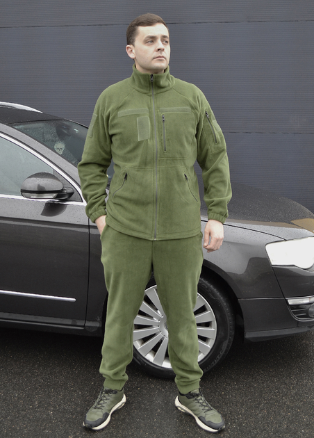 Тактичний флісовий костюм з липучками Хакі 44 (id284r44) - зображення 1