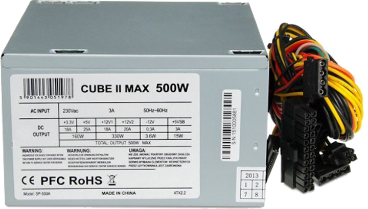 Блок живлення iBOX CUBE II power supply unit 500 W 20+4 pin ATX ATX Silver (ZIC2500W12CMFA) - зображення 1