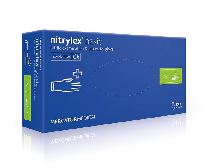 Перчатки нитриловые Nitrylex® Basic нестерильные неопудренные S (6736082) - изображение 1