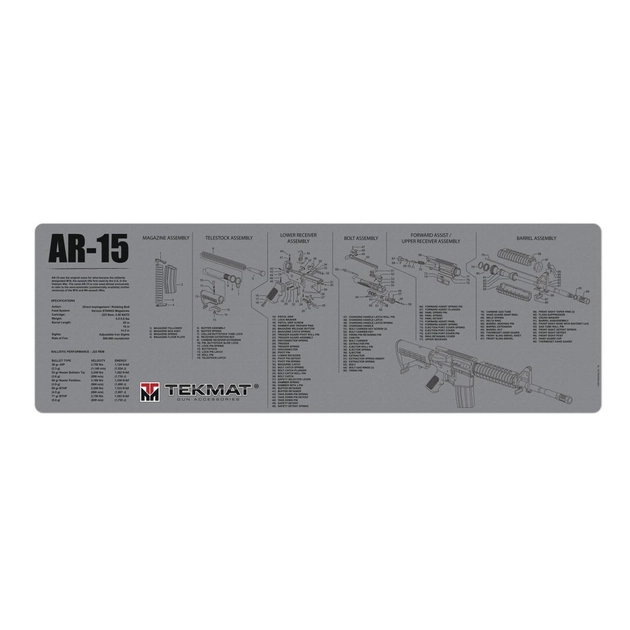 Коврик для чистки оружия TekMat 30 см х 91 см с чертежом AR-15 2000000117492 - изображение 1