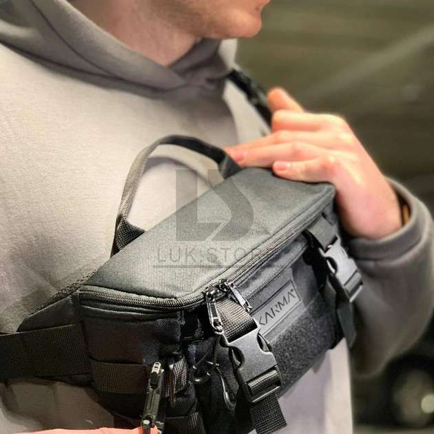 Мужская нагрудная сумка через плечо KARMA ® Shoulder bag черная (NSK-503) - изображение 1
