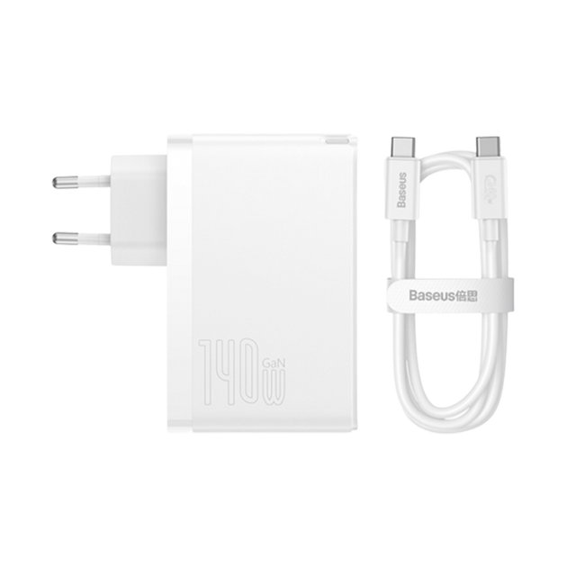 Сетевое зарядное устройство Baseus GaN5 Pro 3 порта 1*USB + 2*Type-C 140W (CCGP100202) белое - изображение 3