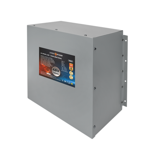 Літій залізо фосфатний акумулятор LP LiFePO4 48V - 140 Ah (BMS 200А) метал (16827) - зображення 2