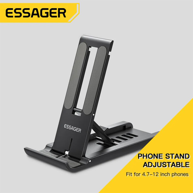 Держатель-стойка Sailing Desktop ESSAGER для телефона чорный - Фото 2 Держатель-стойка Sailing Desktop ESSAGER для телефона чорный - изображение 2