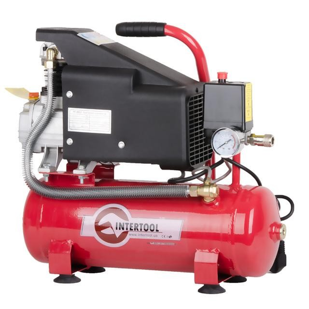 Компресор 9 л, 0.75 кВт, 220 В, 8 aтм, 160 л/хвил INTERTOOL PT-0002 - изображение 3