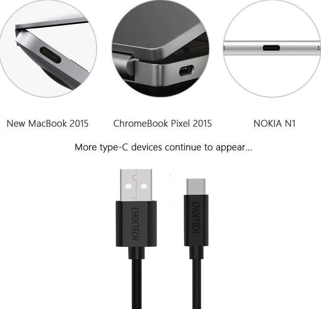 Кабель Choetech 1m usb-A to type-c PVC (AC0002) - изображение 5