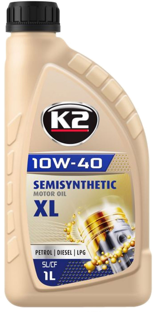 Масло моторное K2 SEMISYNTHETIC MOTOR OIL SL/CF XL 10W-40 1 л (O2041E ...