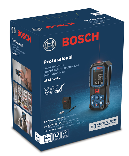 Лазерний далекомір Bosch Professional GLM 50-22 з чохлом і батарейками (0601072S00) - зображення 5