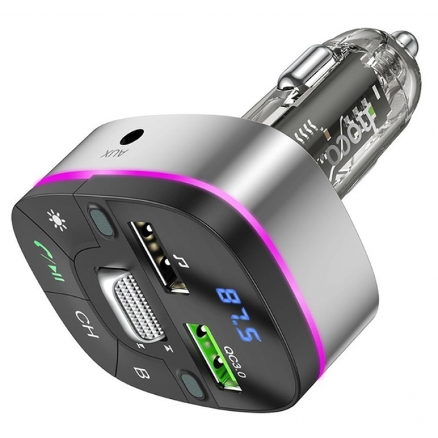 Автомобильный FM-Трансмиттер модулятор с быстрой зарядкой HOCO E71 |BT5.0, 2USB, QC3.0 18W| Черный - изображение 5