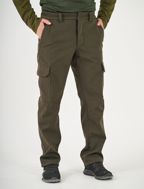Тактические штаны UKM Софтшел 54-56 (L) оливковый прямые - изображение 1
