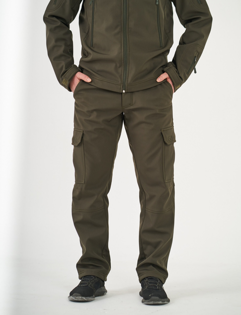 Тактические штаны UKM Софтшел 46-48 (S) оливковый прямые - изображение 2
