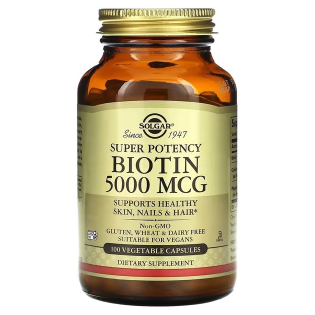 Биотин Solgar, Biotin (Super potency) 5000 мкг, 100 капсул – фото ...