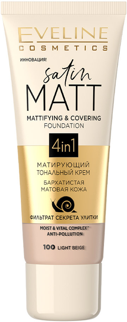 Матирующий тональный крем Eveline Satin Matt №100 - Light Beige 30 мл ...