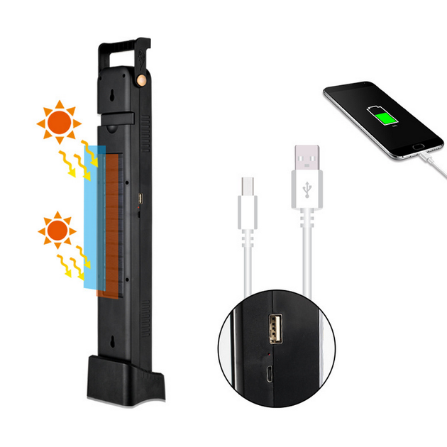 Ліхтар-прожектор 2в1 акумуляторний 3600 мАг, 48 LED, з USB-зарядкою, PowerBank та сонячною панеллю, HEL-6866T - зображення 4