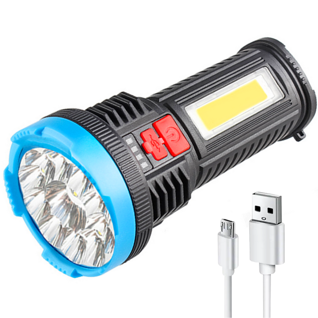 Ручной фонарь 2в1 аккумуляторный, с USB-зарядкой и боковым светом, JX ...
