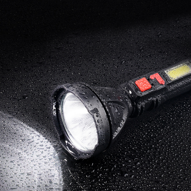 Ручний ліхтар 2в1 акумуляторний з USB-зарядкою та бічним прожектором, L-830 - зображення 2