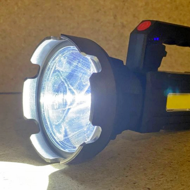 Ліхтарик акумуляторний 2в1, 50 Вт, з USB-зарядкою та бічним світлом, BL T-100 - Фото 2 Ліхтарик акумуляторний 2в1, 50 Вт, з USB-зарядкою та бічним світлом, BL T-100 - зображення 2