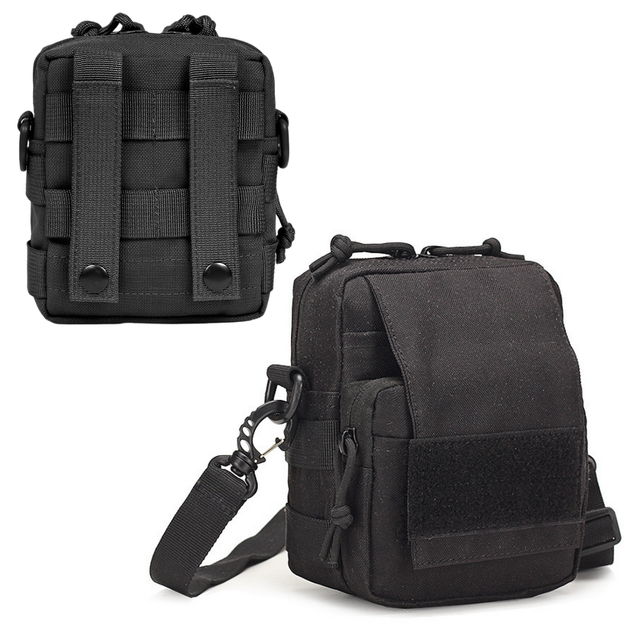 Тактическая сумка-органайзер через плечо и на системе MOLLE (15х13х8см) A72, Черная - изображение 1