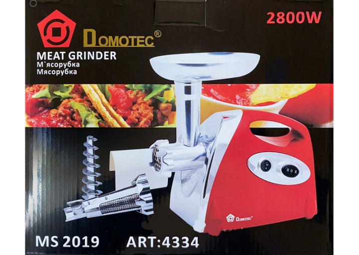 Мясорубка Domotec MS2019 электрическая с реверсом и защитой от перегрузки 2400 Вт Красная (11608) - изображение 6