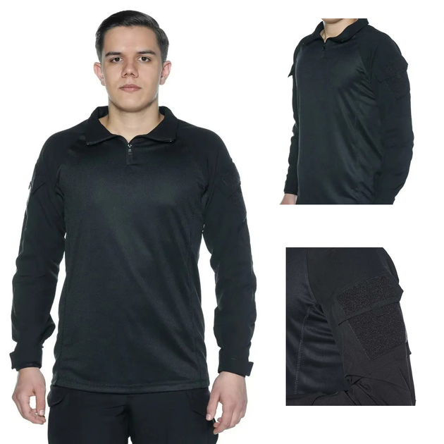Рубашка мужская тактическая с длинным рукавом для военных и армии ВСУ, Черный L - изображение 1